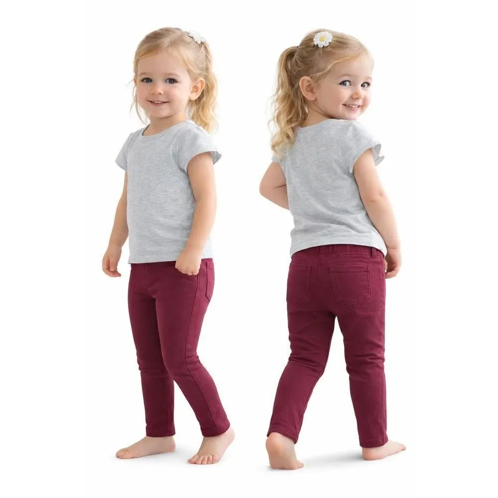 Cat & Jack Girls Burgundy Pull On Jegging Leggings Size 5T Stretch Faux Pockets